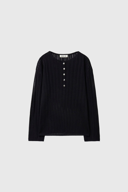 General Idea WOMAN Sheer Henley Neck Pullover