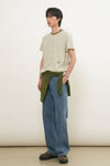 General Idea MAN Minimalist Embroidered Stripe Short Sleeve T-Shirt [OLIVE]