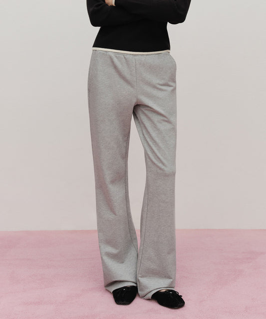 Marithé François Girbaud W Lace Point Boots Cut Sweat Pants Heather Gray