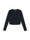 MLB Women's Basic Slim Ribbed Crop Long Sleeve T-Shirts