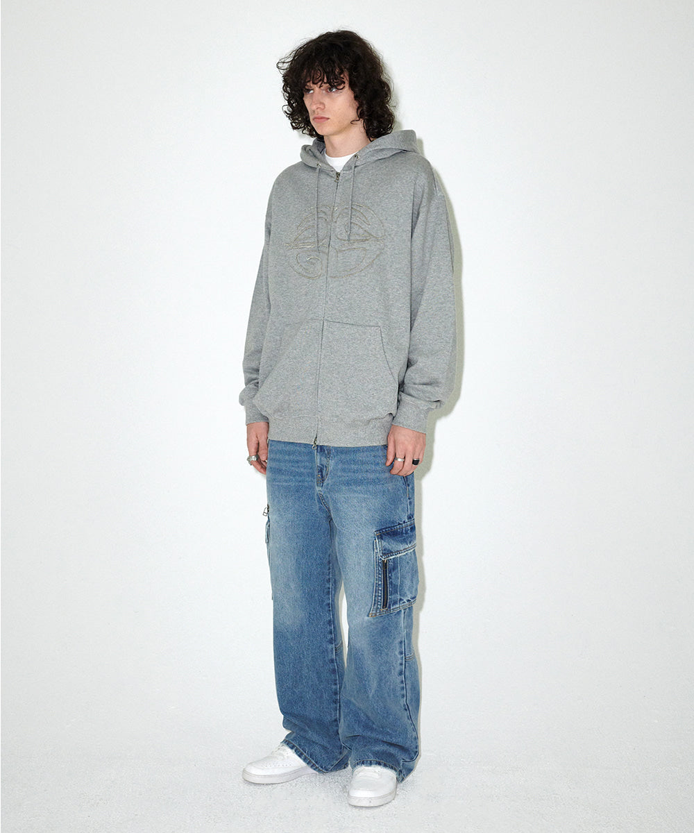 Mahagrid ECLIPSE RAW CUT ZIP UP HOODIE