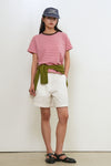 General Idea WOMAN Colorblock Stripe Short Sleeve T-Shirt [PINK]