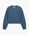 Marithé François Girbaud W Classic Logo Garment Dyed Crop Sweatshirt Blue