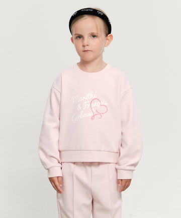 Marithé François Girbaud Kids Hand Writing Logo Crop Sweatshirt Light Pink