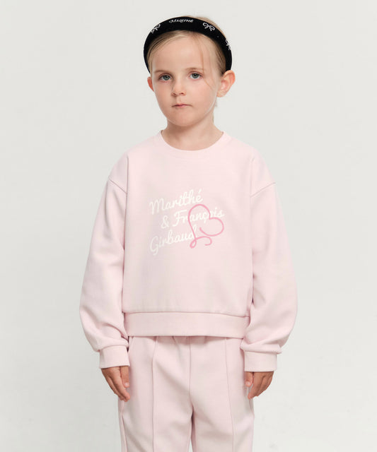 Marithé François Girbaud Kids Hand Writing Logo Crop Sweatshirt Light Pink