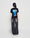 ADLV Woman Fuzzy Font Dragon Short Sleeve T-Shirt