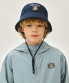 Marithé François Girbaud Kids Bear Embroidery Round Bucket Hat Light Blue