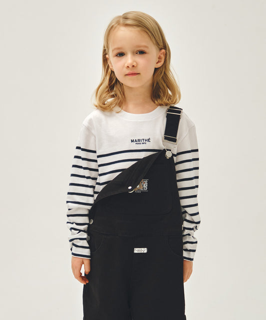 Marithé François Girbaud Kids Border Stripe Long Sleeve Tee Navy