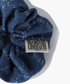 Marithé François Girbaud Classic Logo Denim Pattern Hair Scrunchie Blue