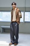 General Idea MAN One-Tuck Wide Fleece Slacks [CHARCOAL]