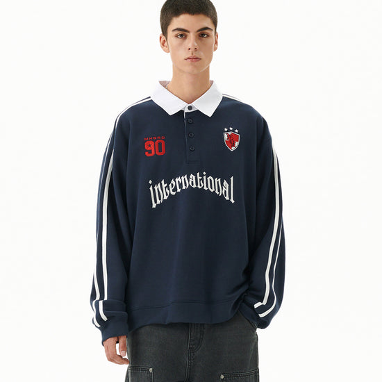 Mahagrid Track Collar Sweatshirt Navy
