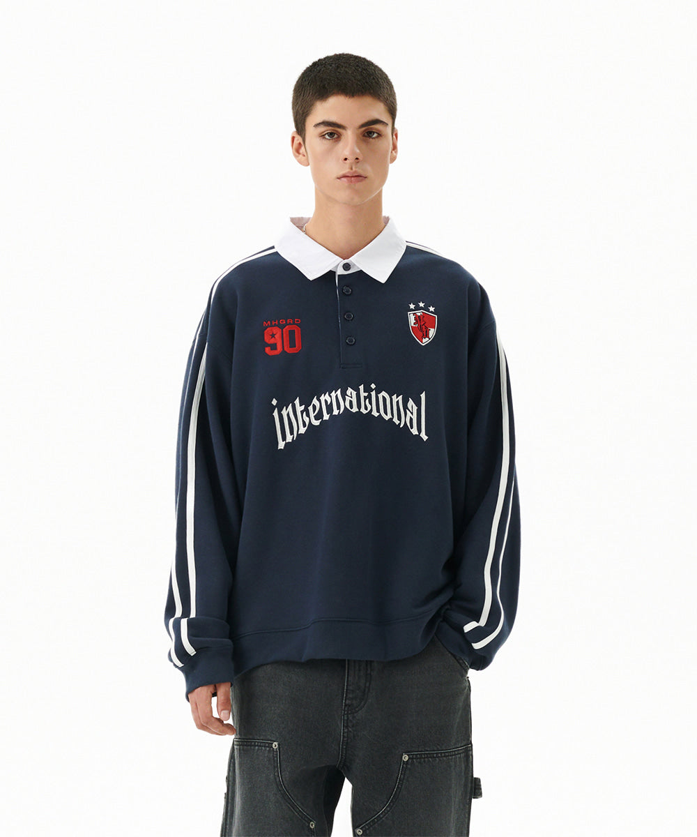 Mahagrid Track Collar Sweatshirt Navy