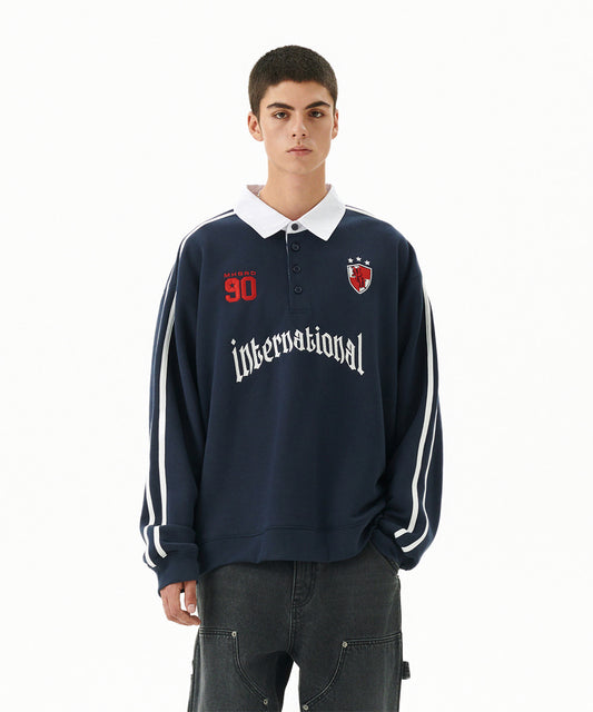 Mahagrid Track Collar Sweatshirt Navy