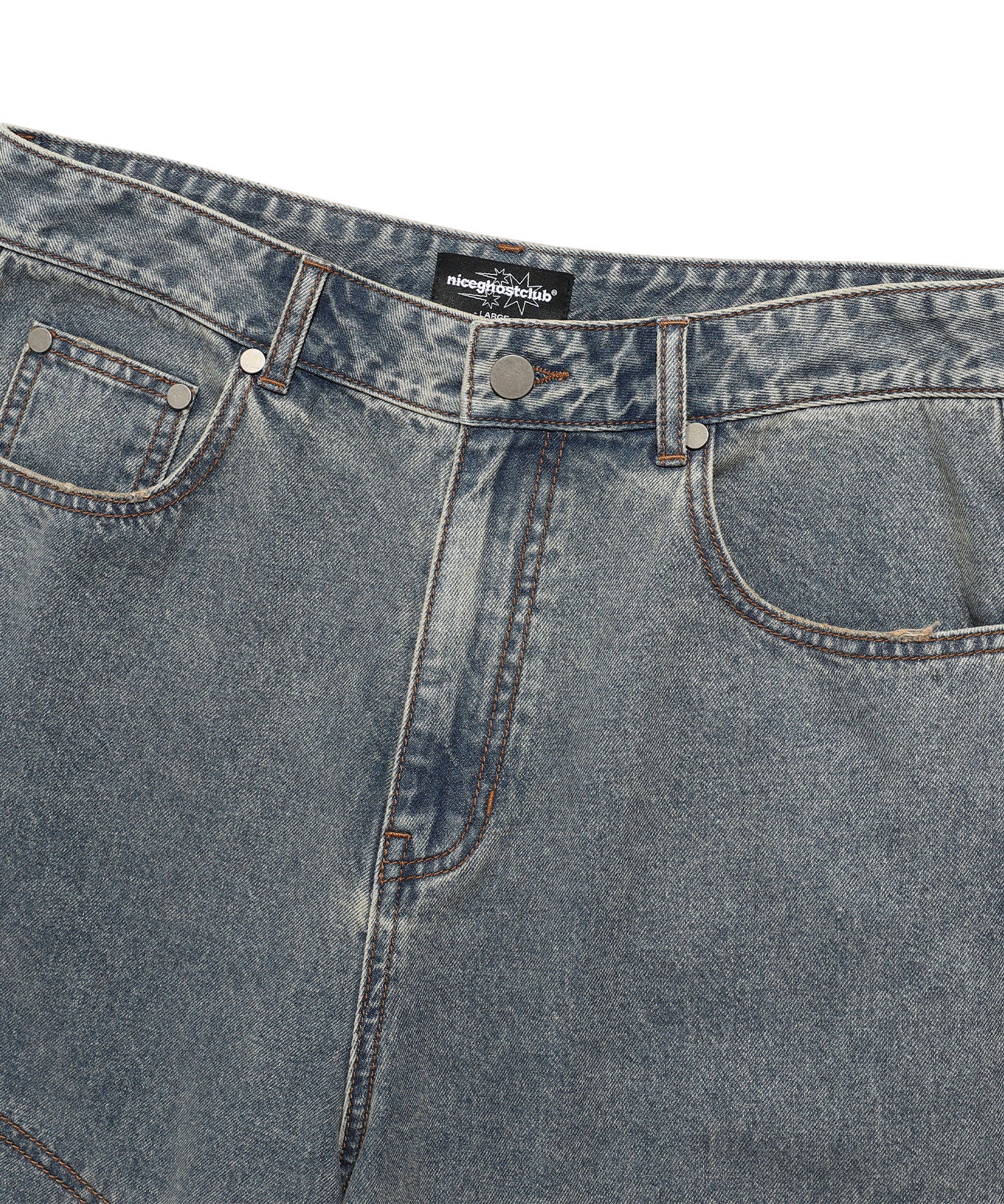 Nice Ghost Club Layered Mesh Denim Shorts