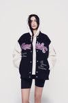 ADLV NC DINOS X ADLV OVERSIZED VARSITY JACKET BLACK