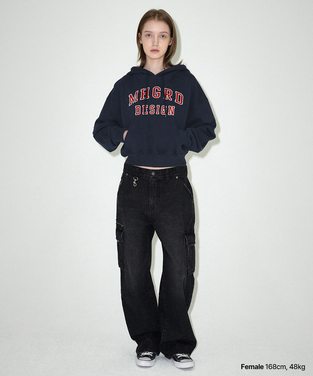 Mahagrid Mahagrid Appliqué Crop Hoodie Navy