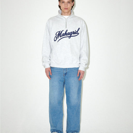 Mahagrid Script Logo Half Zip Up [Light Grey]