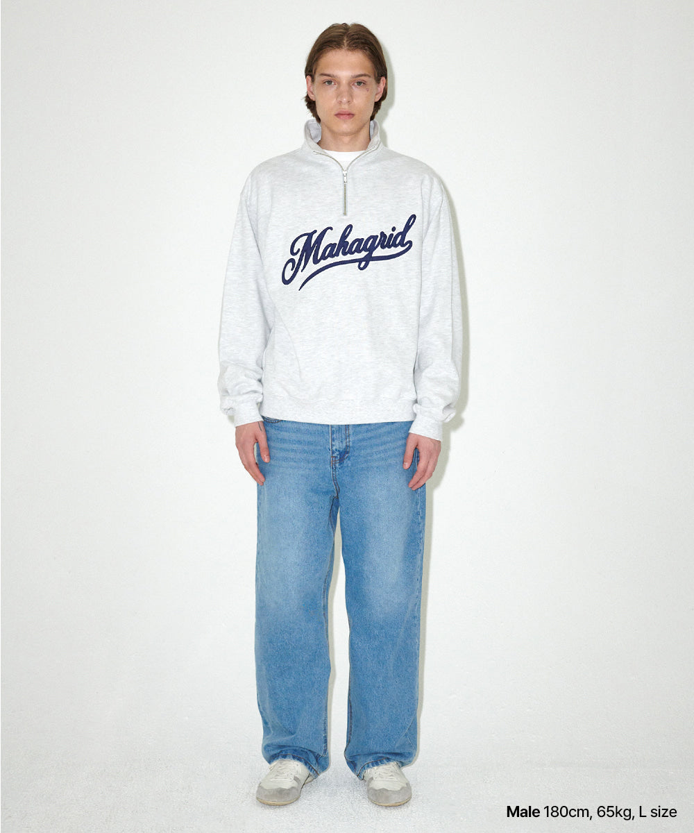 Mahagrid Script Logo Half Zip Up [Light Grey]