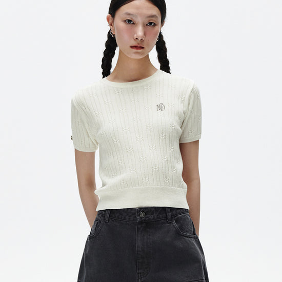 Mahagrid Cable Half Sleeve Knit