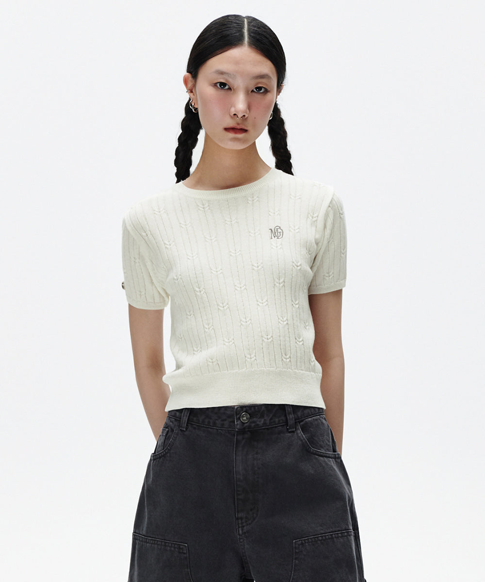 Mahagrid Cable Half Sleeve Knit