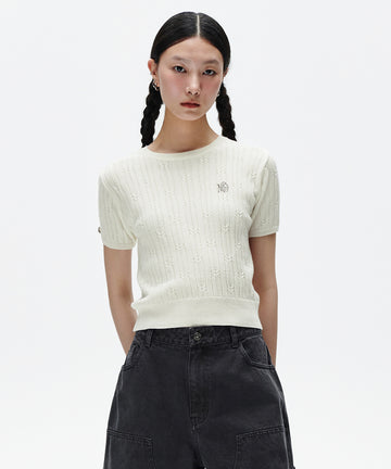 Mahagrid Cable Half Sleeve Knit