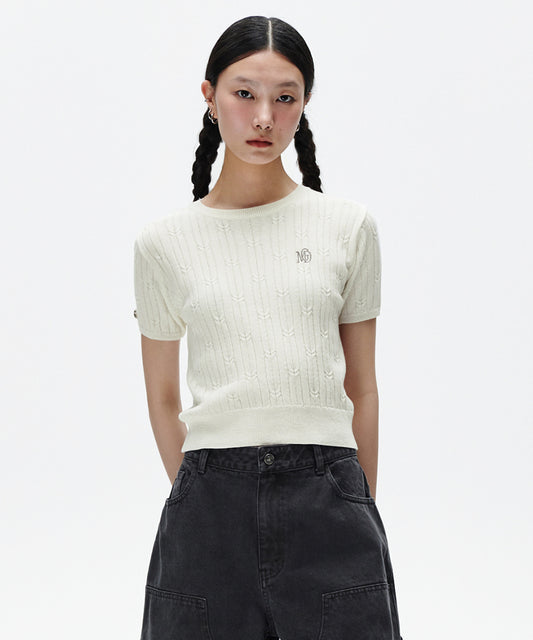 Mahagrid Cable Half Sleeve Knit
