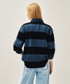 Marithé François Girbaud WASHED DENIM COLLAR LONG SLEEVE TEE blue