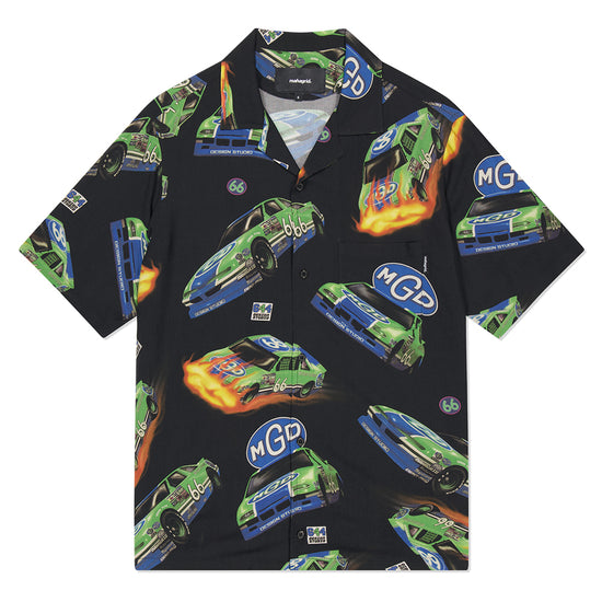 Mahagrid Racing Car Open Collar Half Sleeve Shirt
