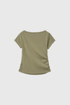 General Idea WOMAN Drape Shirring Short Sleeve T-Shirt [LIGHT KHAKI]