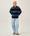 Marithé François Girbaud WASHED DENIM COLLAR LONG SLEEVE TEE blue
