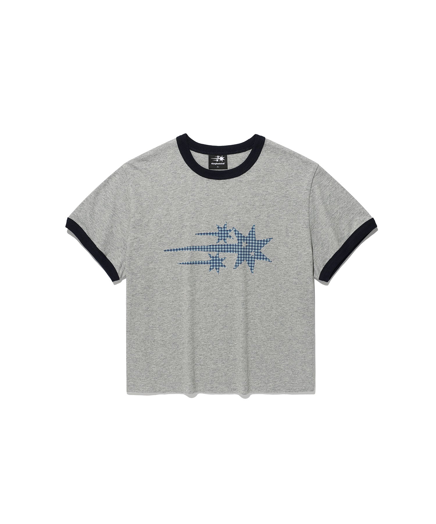Nice Ghost Club [5/26 M size pre-order] Check 3Star Basic Ringer Tee [Grey]