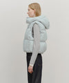 Marithé François Girbaud W Circle Logo Crop Hooded Down Vest Mint Gray