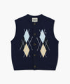 Marithé François Girbaud Kids Argyle Knit Vest Navy
