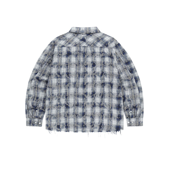 Mahagrid Bleached Raw-Cut Check Shirt