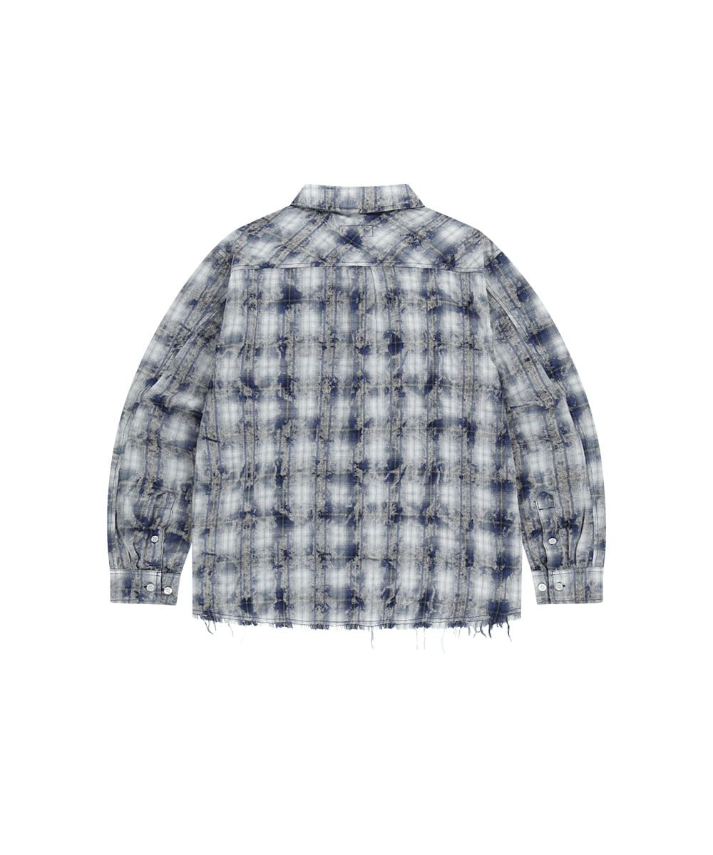 Mahagrid Bleached Raw-Cut Check Shirt