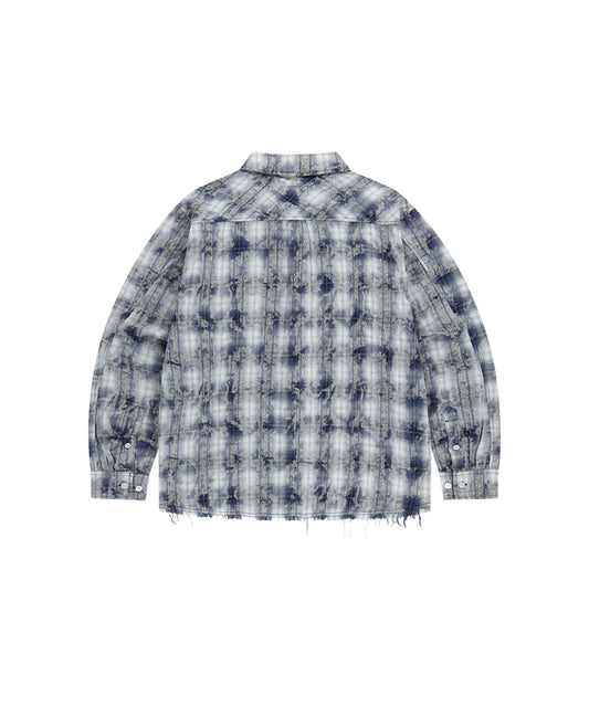 Mahagrid Bleached Raw-Cut Check Shirt
