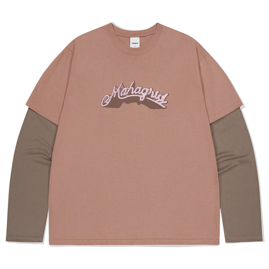 Mahagrid Symbol Layered Long Sleeve Tee Brown