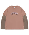 Mahagrid Symbol Layered Long Sleeve Tee Brown