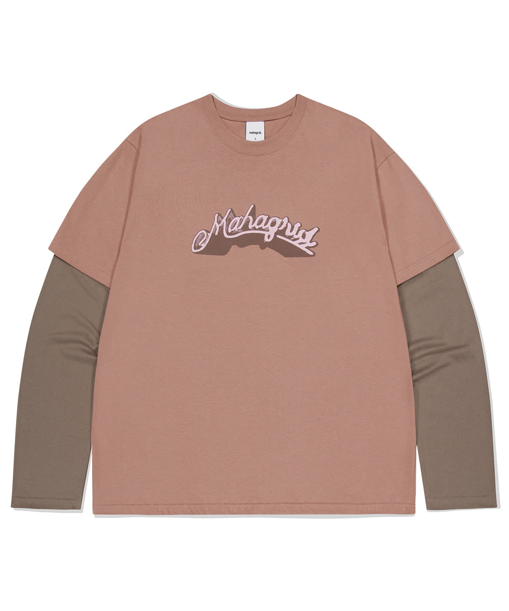 Mahagrid Symbol Layered Long Sleeve Tee Brown
