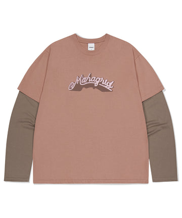 Mahagrid Symbol Layered Long Sleeve Tee Brown