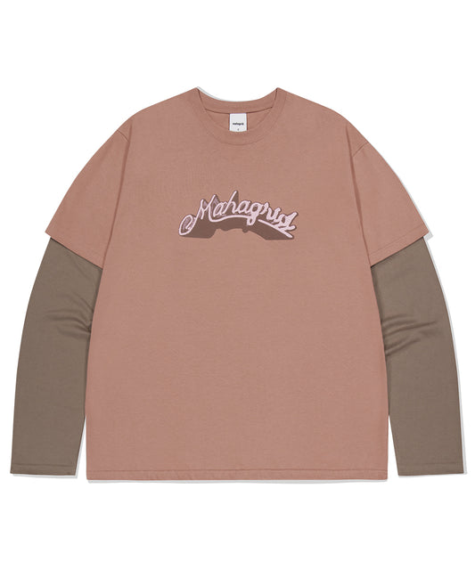 Mahagrid Symbol Layered Long Sleeve Tee Brown