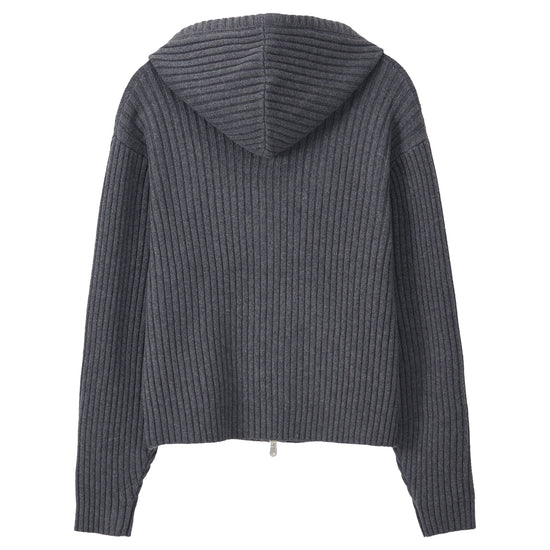 Bitter Cells Essential Ribbed Knit Hood Zip Up