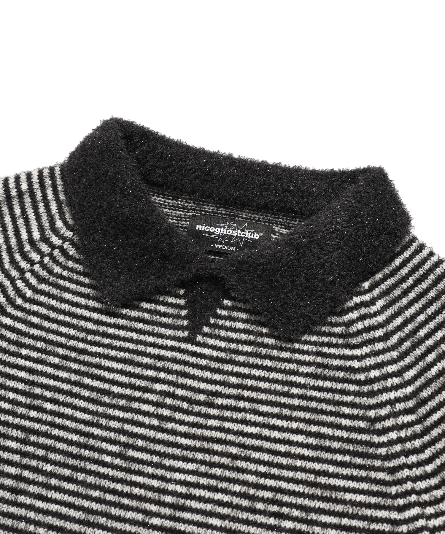 Nice Ghost Club Stripe Collar Long Sleeve Knit Tee