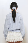 General Idea WOMAN Ruffle Neck Crop Lace Blouse
