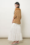 General Idea UNISEX One-Button Collar Stripe Half Knit