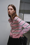 General Idea WOMAN Multi Stripe Crew Neck Cardigan