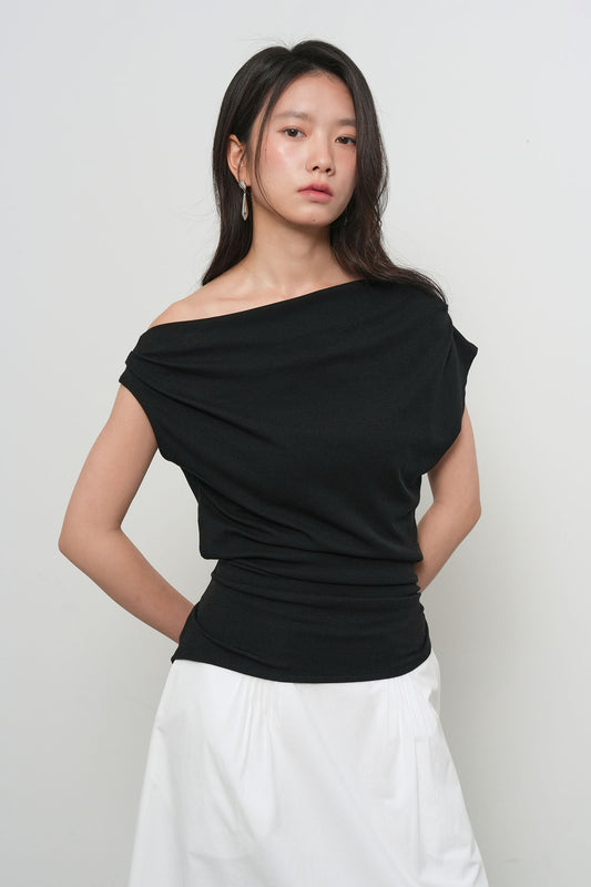 General Idea WOMAN Unbalanced Drape Strap T-Shirt