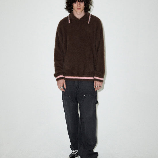 Mahagrid Hairy Collar Knit