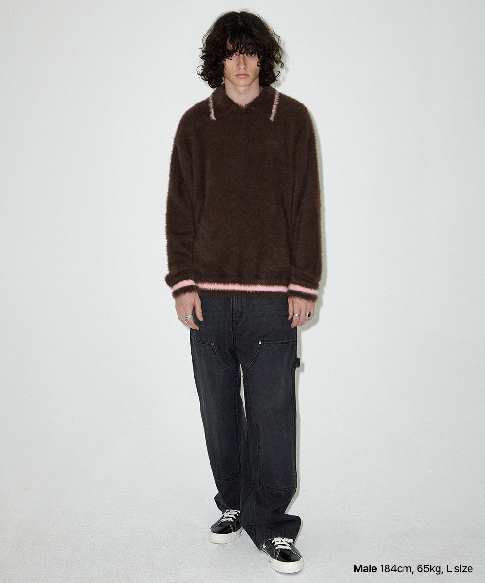 Mahagrid Hairy Collar Knit