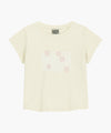 Marithé François Girbaud [6/19 예약발송] W FLOWER CLASSIC LOGO CAP SLEEVE SLIM CROP TEE light heather gray